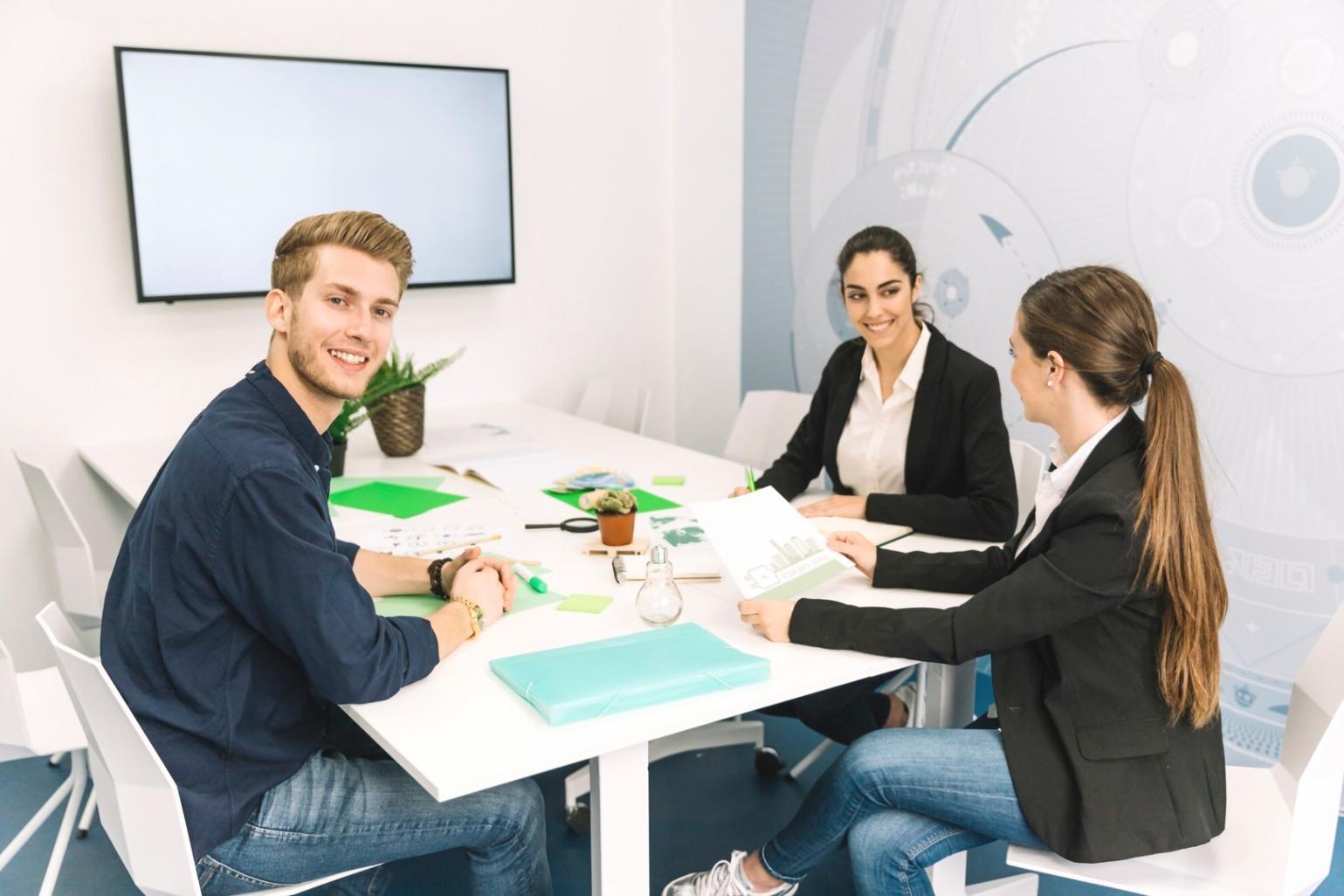 Modern office environment focused on financial analysis and consulting